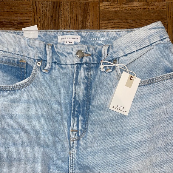 Good American Good 90’s Mid-Rise Baggy Light Blue Jeans GFXL859DTV NWT - Picture 3 of 12